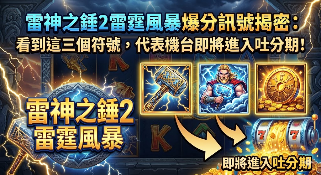 本篇深度揭密熱門電子遊戲《雷神之錘2:雷霆風暴》的爆分訊號,幫助玩家精準捕捉機台即將進入大吐分期的黃金時機。內文詳細解析最關鍵的三大核心符號組合與連鎖消除前兆,教導您如何透過盤面微小細節看穿系統的隨機數生成規律。結合高手的實戰經驗,本指南更傳授在訊號出現時的動態加注策略,協助您在雷霆倍數即將爆發的臨界點果斷進場,不再盲目消耗本金,輕鬆咬中高倍數超級大獎並順利提款。
