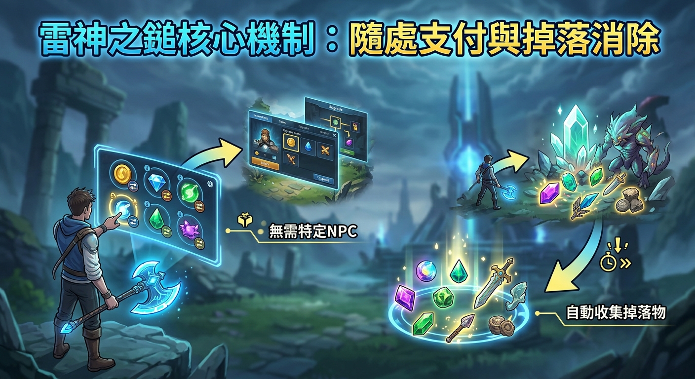 雷神之鎚核心機制:隨處支付與掉落消除