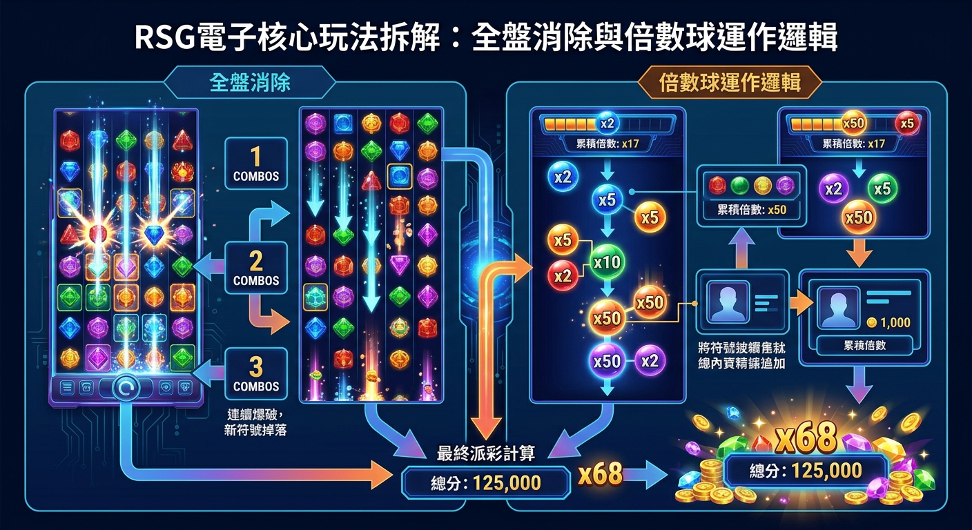 RSG電子核心玩法拆解：全盤消除與倍數球運作邏輯
